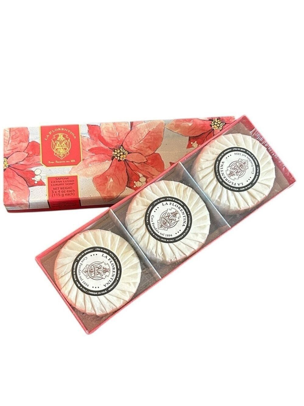 La Florentina Vanilla Sandlewood Bar Luxury Soap Set of 3 Made in Italy - Picture 7 of 7